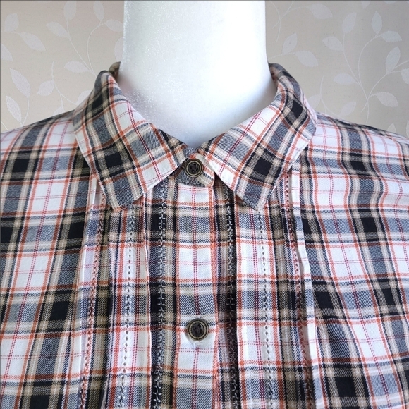 J. Jill Plaid Flannel Button Down Cozy Fall Cottage Academia Tunic Top Black S - Picture 6 of 15